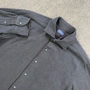 Proper Cloth Mens 16.5 Charcoal Gray Button Up Long Sleeve Flannel Shirt Casual